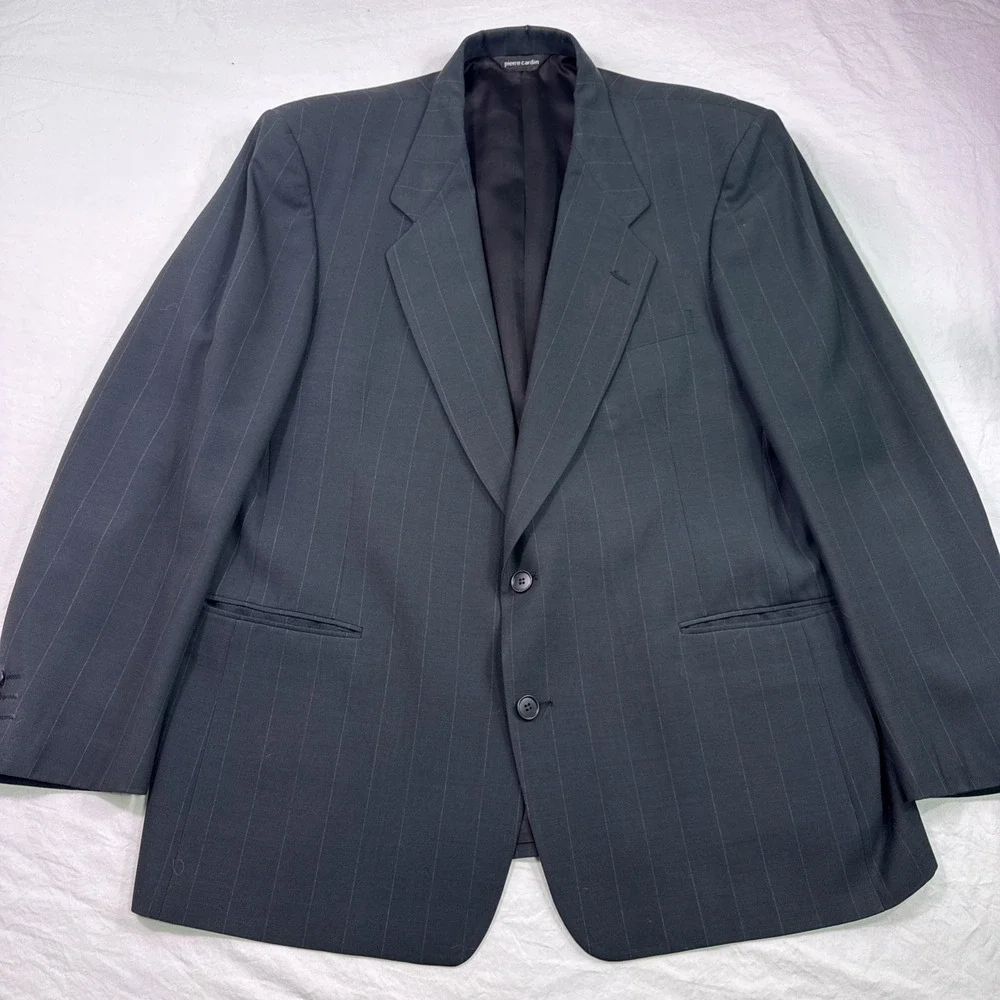 Vintage 70s Pierre Cardin Wool Pin Stripe 2 Button Suit Mens Size 44R Pant 38/31